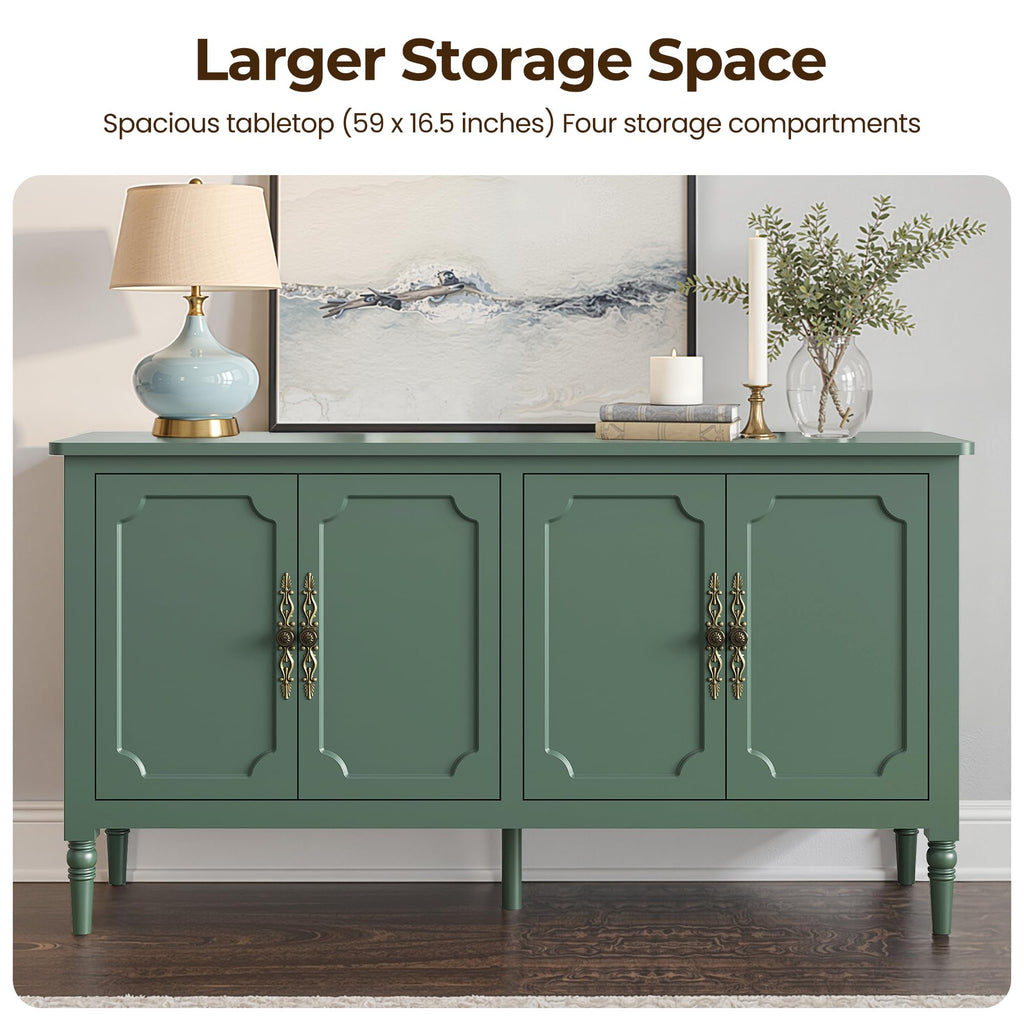 58" Sideboard Buffet Cabinet & Coffee Bar, Green2