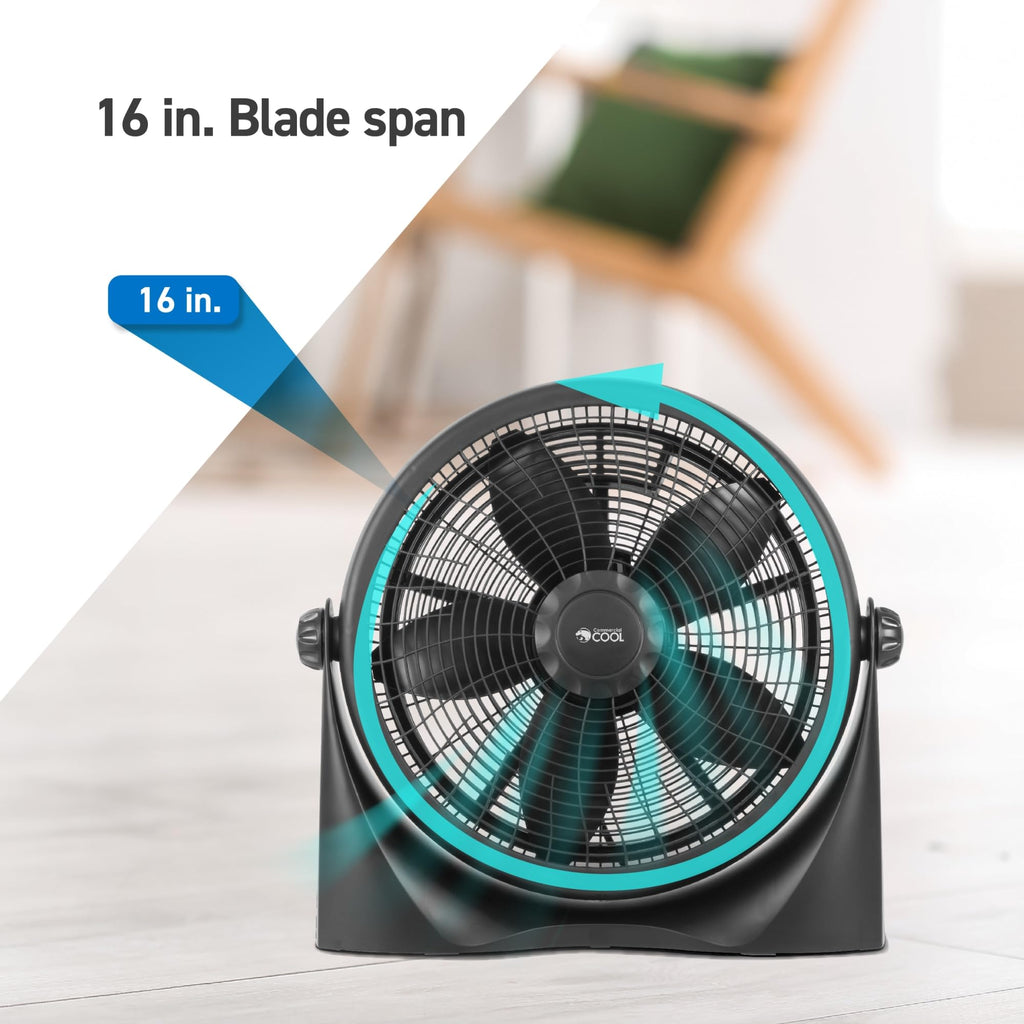 16 Inch High Velocity Floor Fan, Black, CFF16B