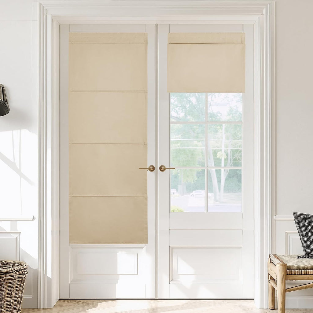 Biscotti Beige No Drill Magnetic Door Roman Curtain (1 Panel) for Window