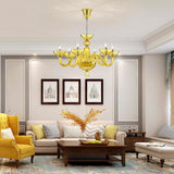 6 Light Crystal Chandelier, Modern Dining Room Light Fixture, Yellowish Green Crystal Pendant Light for Bedroom Livingroom, S Glass Tube, D30xW30xH20, E12 Socket A100-B0DSPRQ2SH