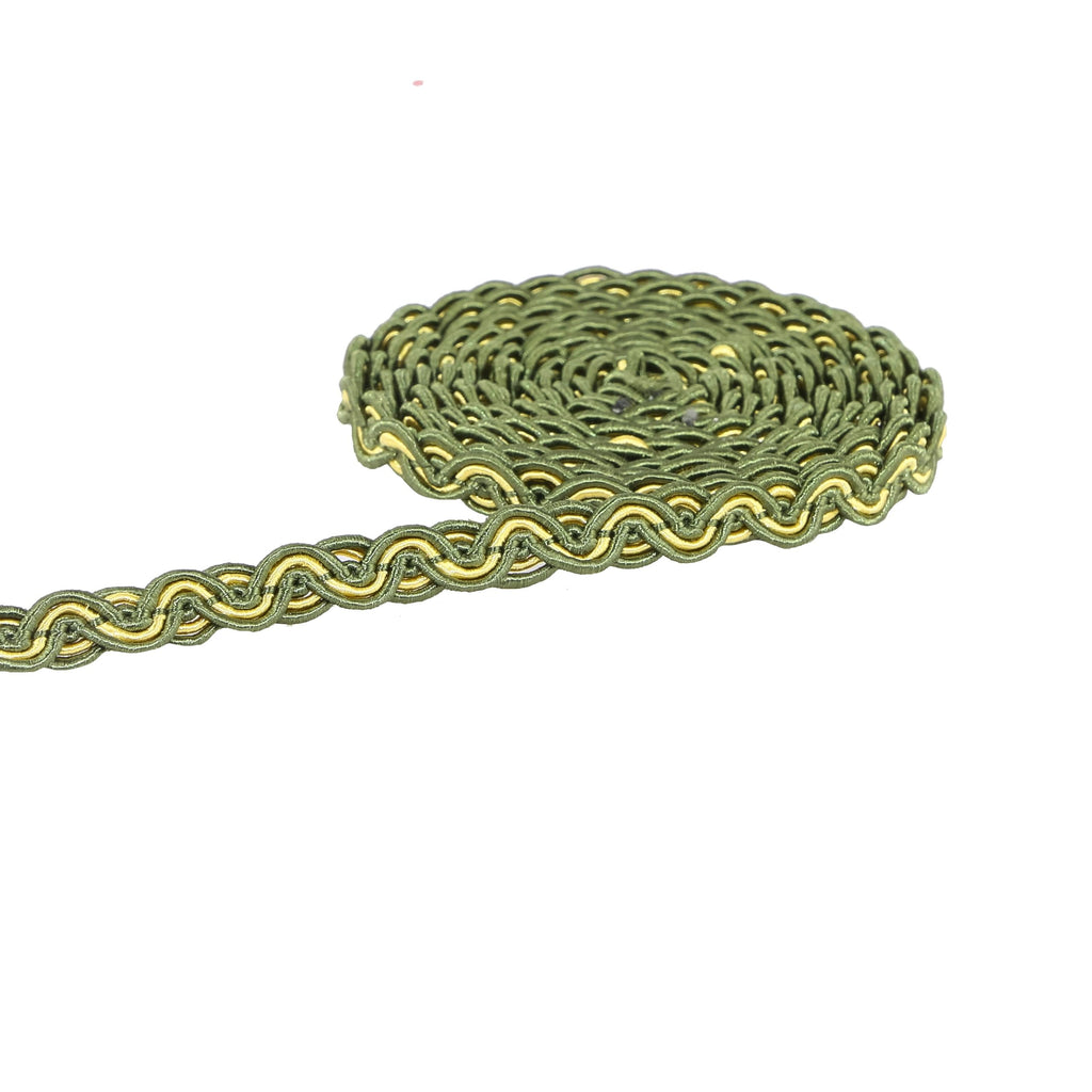 Braid Trim, Mix Green 3/8 inch 10 Yards Fabric Gimp Trim