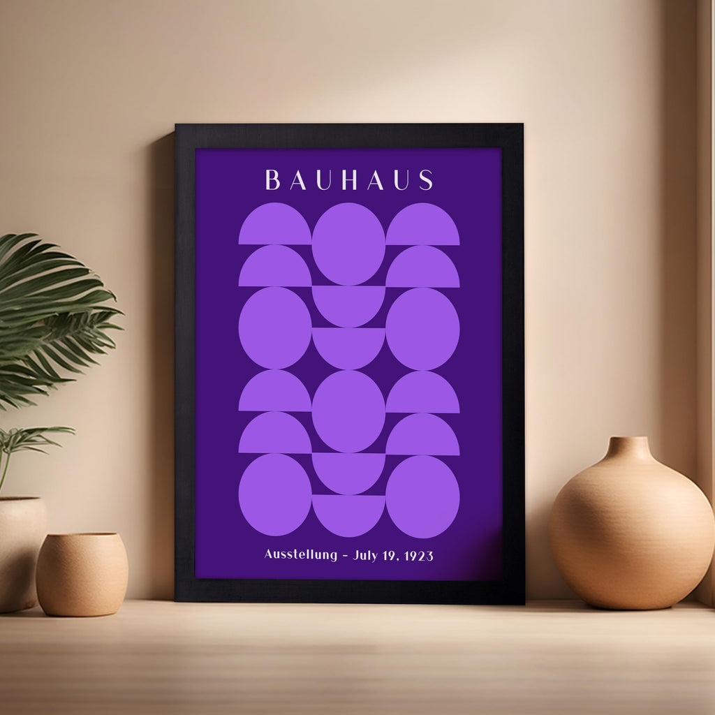 Vintage Bauhaus Poster - Retro Circles & Semi Circles Print - Geometric Art - Minimal Gift for Men, Women - Abstract