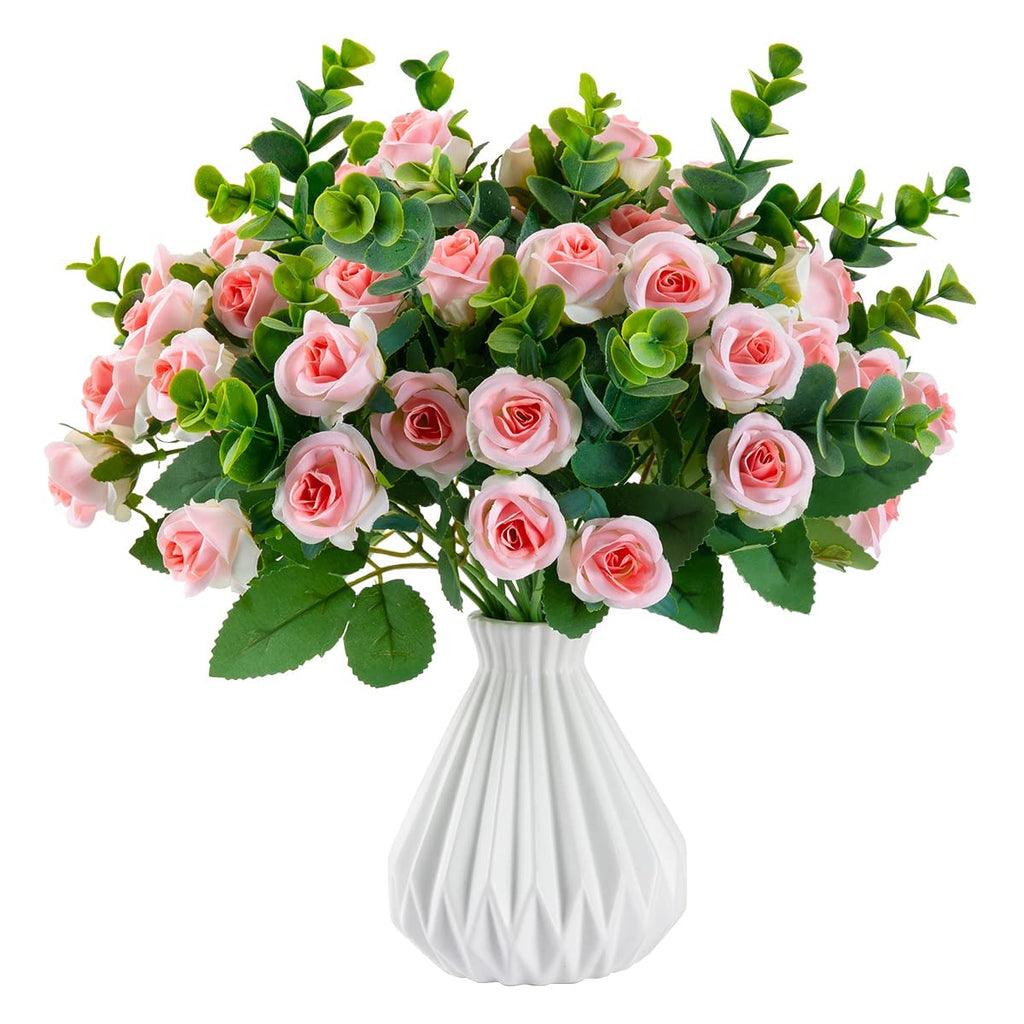 Artificial Flowers Fake Silk Rose for Decoration 33 Heads Small Roses Blooming Faux Flower Bouquet with Stem for DIY