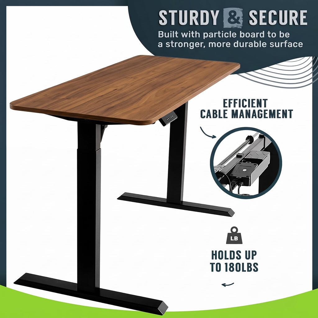 Electric Standing Desk Frame 60 x 24 Inch Tabletop - Motorized Workstation Two Leg Stand Up Desk with Memory Settings