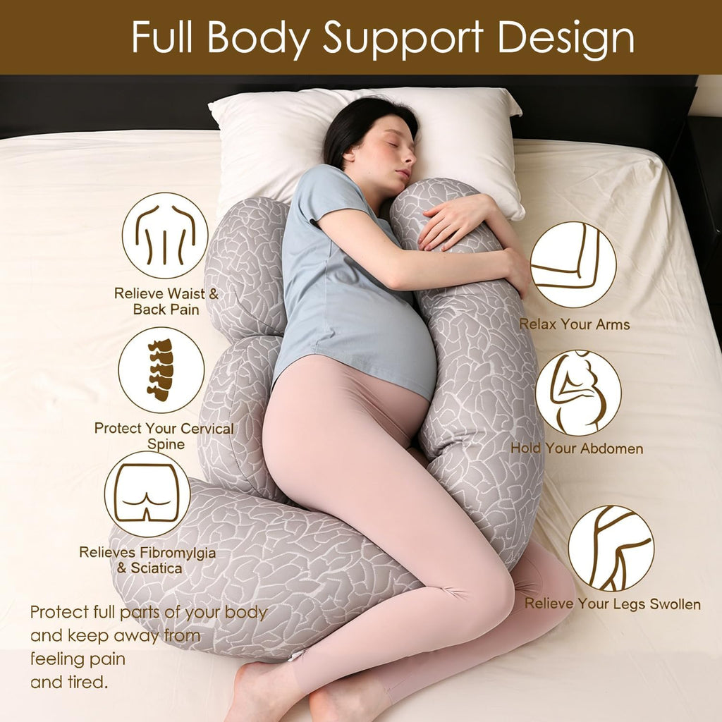Pregnancy Pillow, F Shaped Maternity Pillow, Adjustable Pregnancy Wedge Pillow with Full Body Support for Back