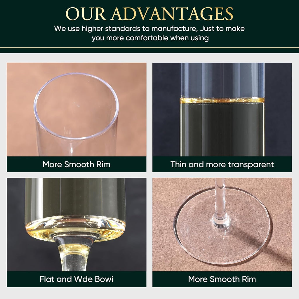 Champagne Flutes Set of 6 Hand Blown Elegant Champagne Glasses With Long Stem Elegant Sparkling Wine Stemware 6.5oz