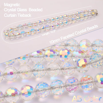 Magnetic Curtain Tiebacks, Faceted Disco Crystal Glass Beaded Curtain Tiebacks Drapery Shower Sheer Curtain Holdbacks
