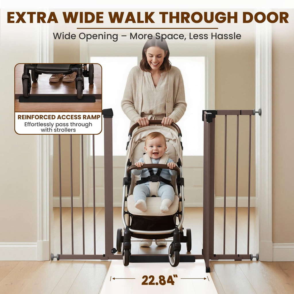 36" Extra Tall Baby Gate for Stairs, 29.7-51" Wide Dog Gates Indoor for Doorways with Easy Walk Thru, Auto Close Pet