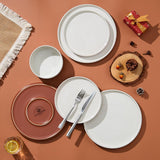 Plates and Bowls Sets, 12 Pieces Stoneware Dinnerware Set for 4, Modern Kitchen Dinner Set Ceramic Dishware Dishes Set