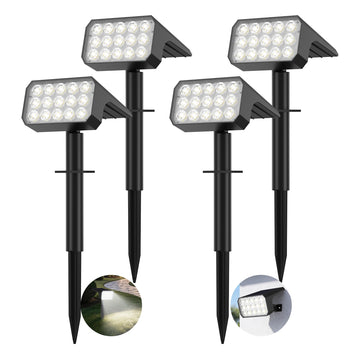 Solar Spot Lights Outdoor Waterproof, 4 Pack, 75 LED Cool White