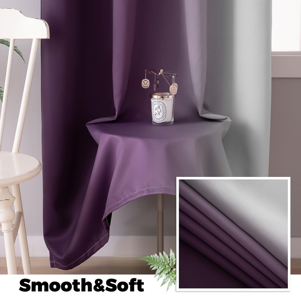 100% Blackout Curtains Ombre Purple Curtains 84 Inch
