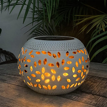 Lanterns Outdoor Waterproof, Flickering Flame Solar Table Lantern