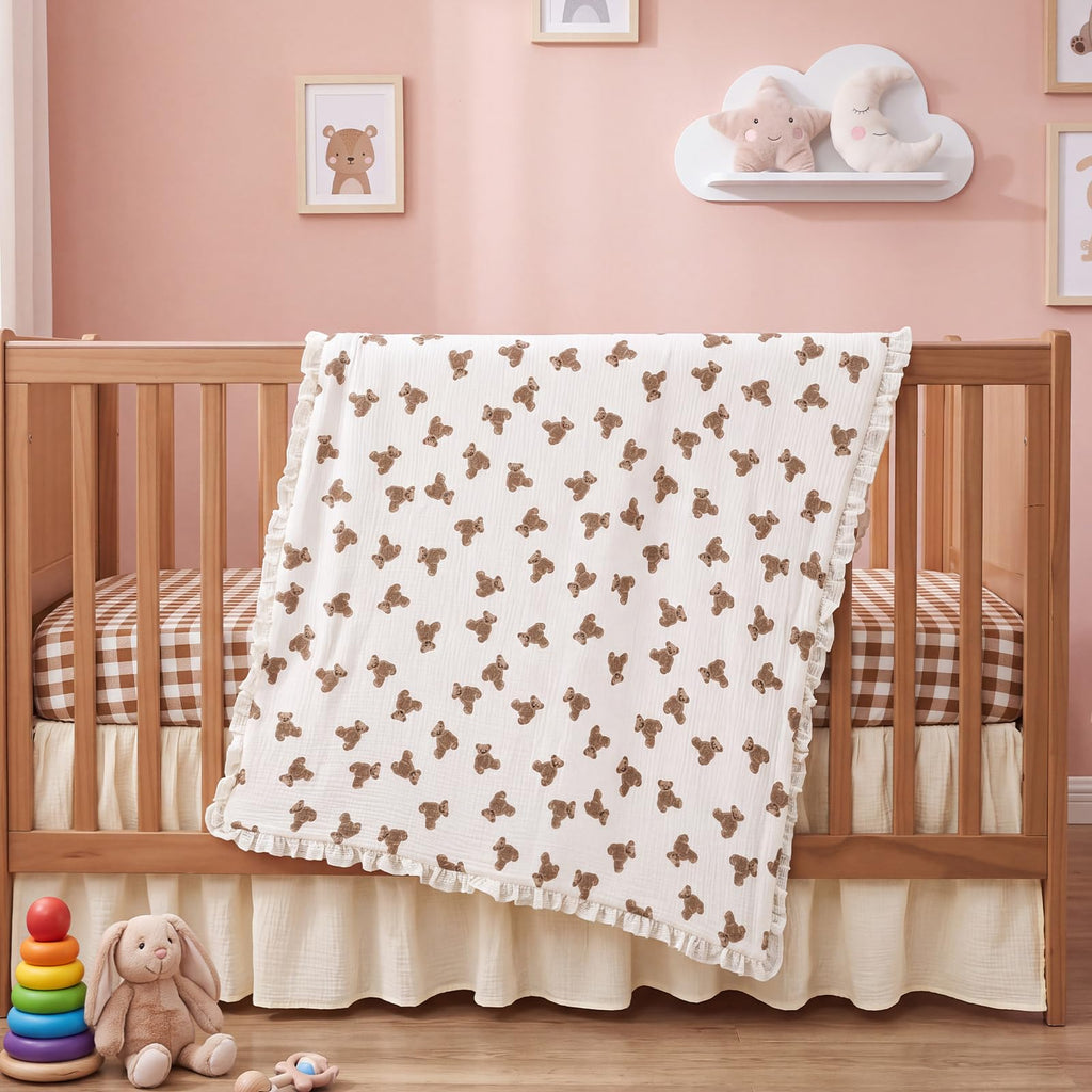 Bear Crib Bedding Set of3 with Sheet Quilt Bed Skirt