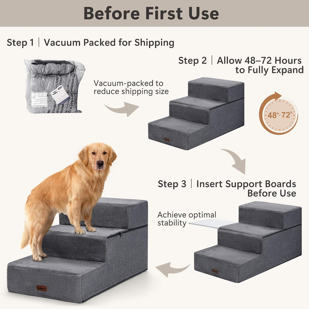 Dog Stairs for Large Dogs 18" H, Extra Wide Pet Steps for Couches & Beds