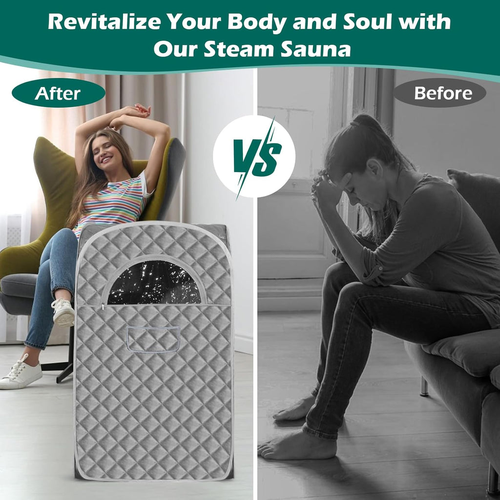 Portable Steam Sauna Box for Home,Personal Indoor Sauna Tent with 3L Steamer, 9-Level Steam, UV Atomization & Timer