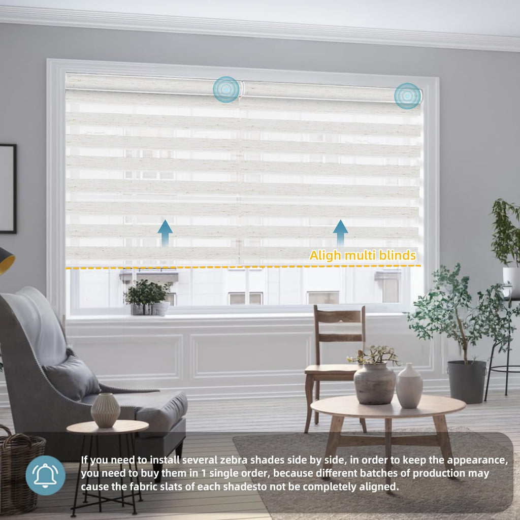 Motorized Zebra Shades Work with HomeKit, Alexa, Google Home, 85% Blackout Light Filtering Day Night Sheer Blinds