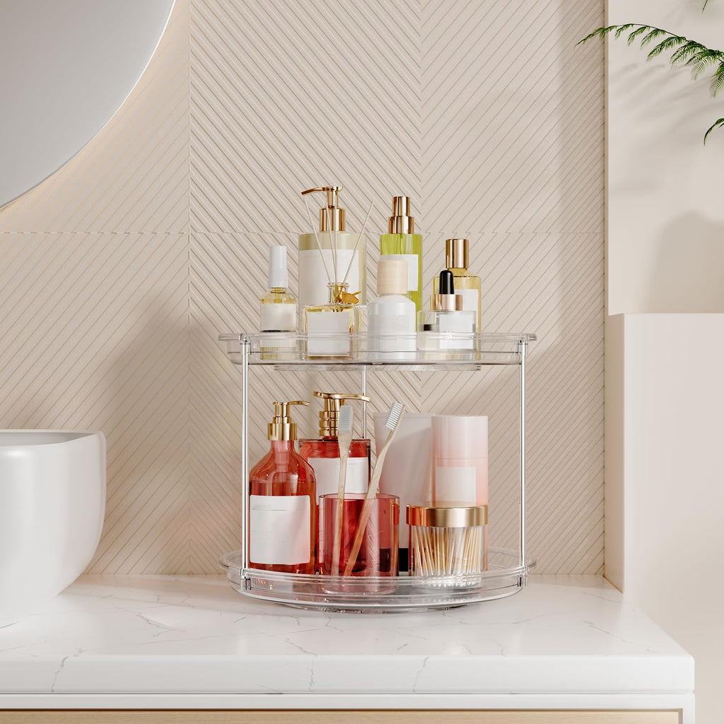 2 Tier Lazy Susan Organizer, 9'' Lazy Susan Turntable for Cabinet