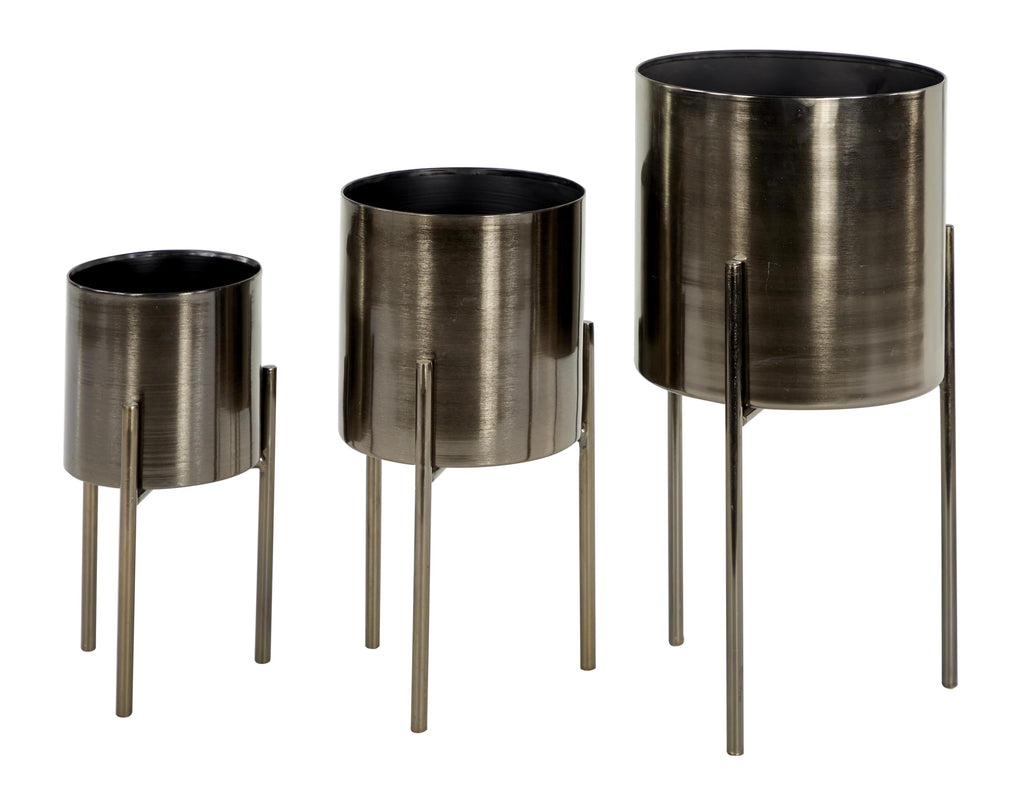 Metal Planter, Set of 3 Planter 18", 14", 12" H, Black