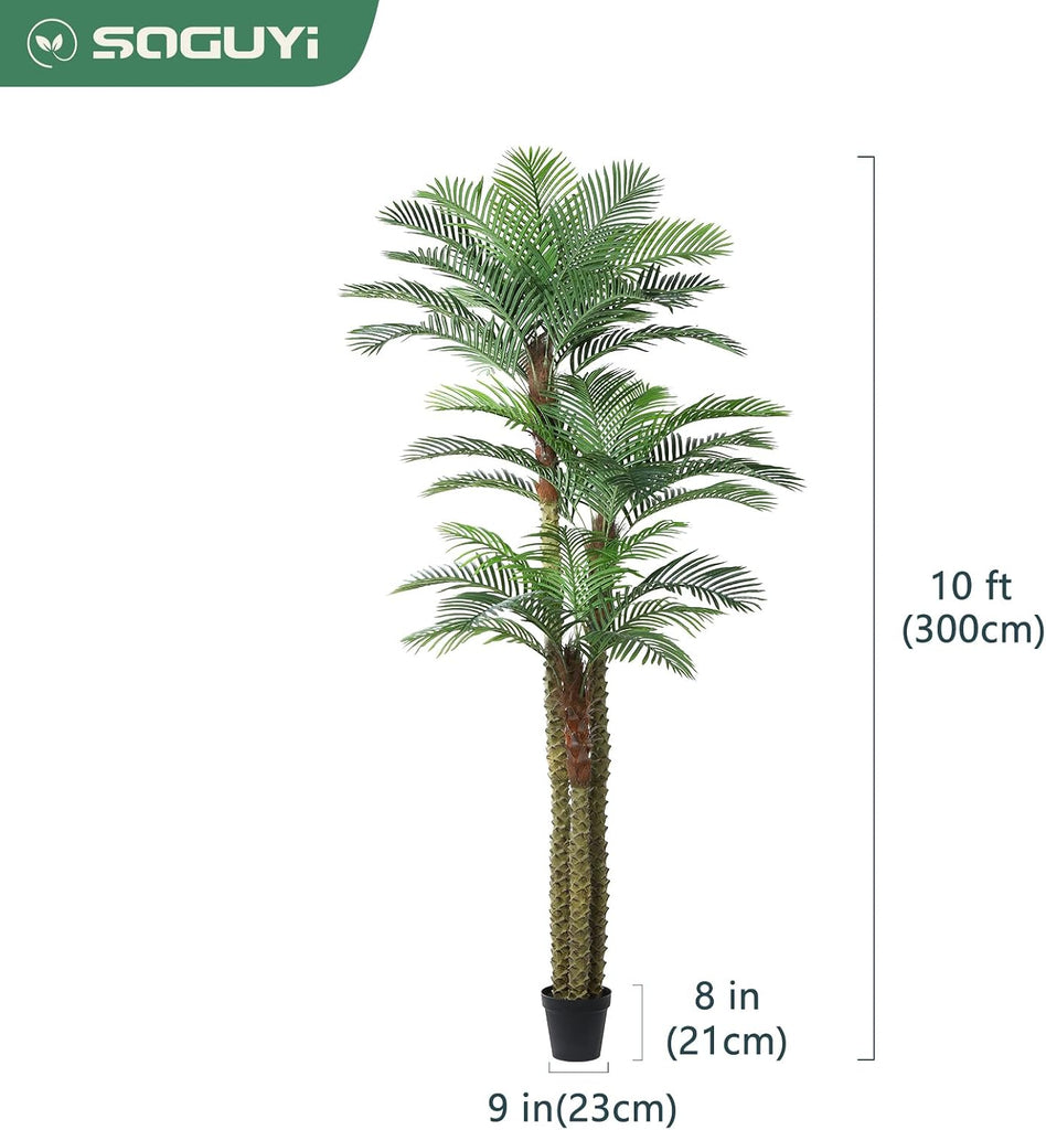 10ft Artificial Golden Cane Palm Tree, UV Resistant