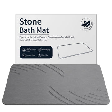 Stone Bath Mat Diatomaceous Earth Shower Mat Non Slip Bathtub Mats Grey
