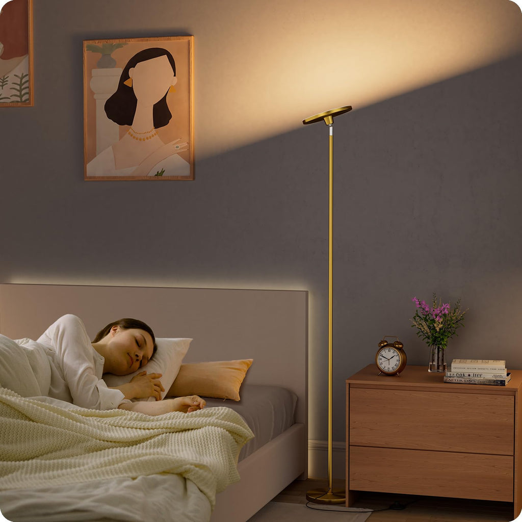 Dimmable Torchiere Floor Lamp with Remote, Gold