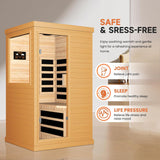 Far Infrared Sauna Home Sauna Spa Room Canadian Hemlock Wood 1200W Indoor Saunas Low EMF 110V with 7 Color Light and