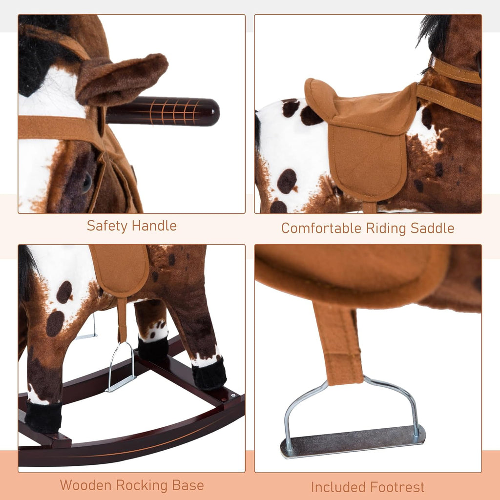 Rocking Horse Realistic Sounds for Toddlers 3-9, Dark Brown