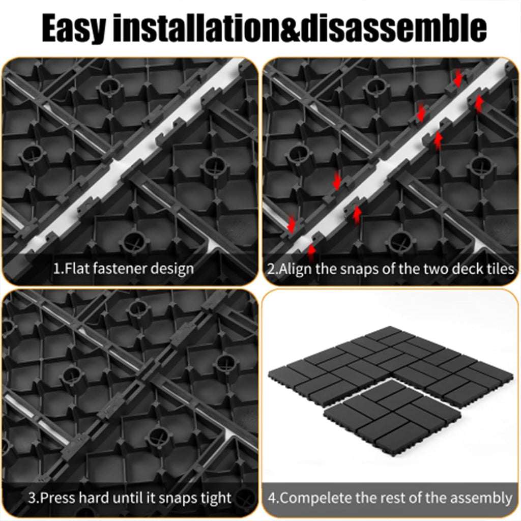 Interlocking Deck Tiles, Patio Deck Tiles, 12"x12", 44 Pack Deck Tiles Interlocking Outdoor All Weather, Plastic Patio