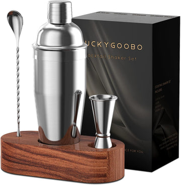 Cocktail Shaker Set,24oz Martini Shaker,Bartender Kit with Stand - Set of 4