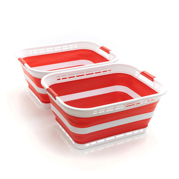 42L (11 gallons) Collapsible Plastic Laundry Basket - Portable Pop Up Storage Container/Organizer - Portable Hamper