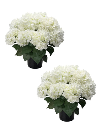 20" Artificial Plants Outdoor in Pots, UV Resistant Faux Bushes for Front Porch, Realistic White Fake Garden Entryway