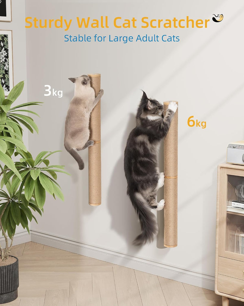 68" Wall Mounted Cat Scratcher, 2Pcs of 34in Sisal Scratching Posts
