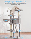 Cat Tree, 53 inch Cat Tower for Indoor Cats, Cat House with Padded Platform Bed, Toy Balls, Large Cozy Condo