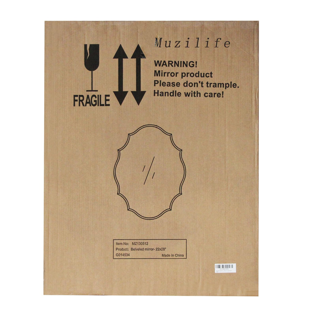 24x31 Frameless Oval Wall Beveled Scalloped Silver Wall with MDF Backplane Over Bathroom Sink for Vanity, Bedroom or
