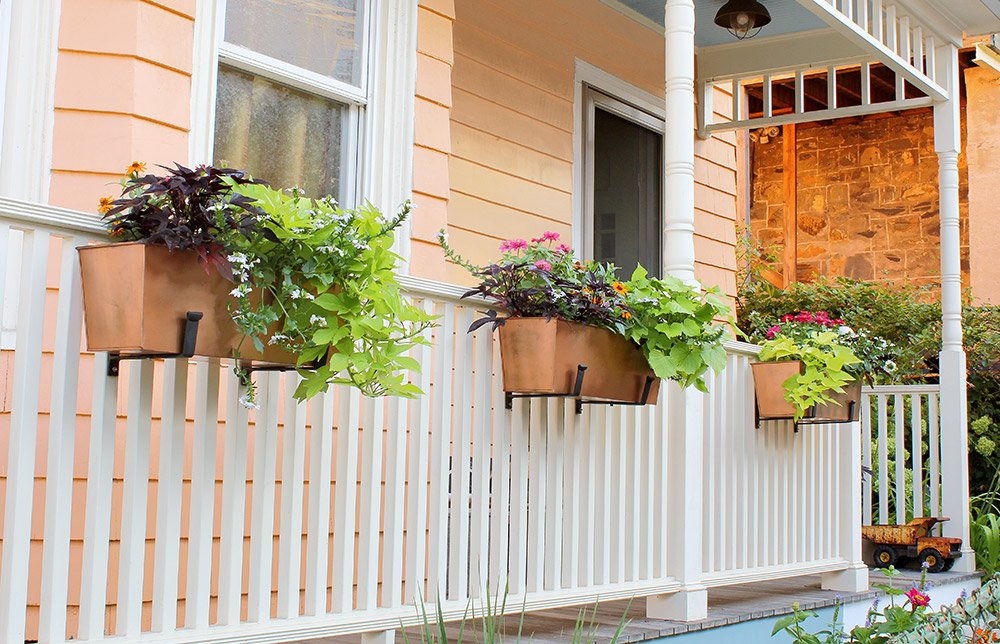 Plain Copper Window Flower Box Planter- Medium (23 1/4"L x 7 3/4"W x 7 1/2"H)