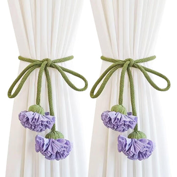 Handmade Curtains Tiebacks, Boho Flower Curtain Tie Backs Curtain Holder Tie Backs for Curtains Braided,Cute Flower
