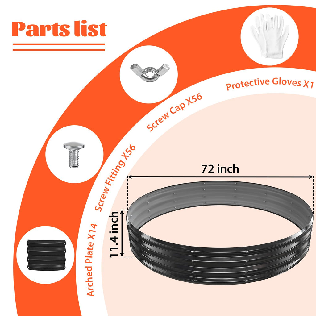 12In Tall 72 Inch Diameter Round Galvanized Fire Pit Ring/Fire Ring Black