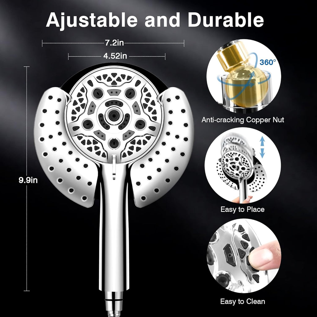 Shower Head with Handheld High Pressure: INAVAMZ Hand Held Shower Head & Rain Shower Head 2-IN-1 Shower Head with 59"