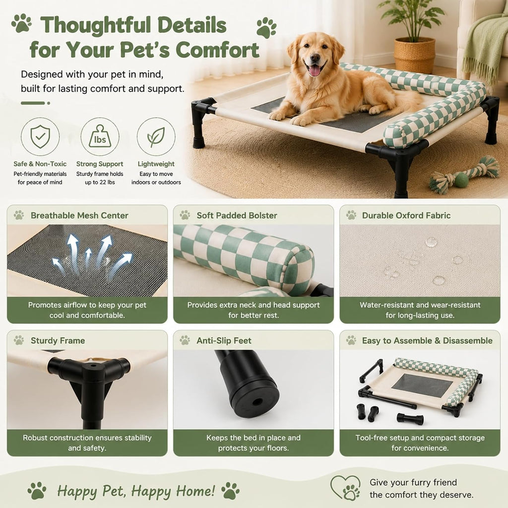 Elevated Dog Bed for Small Medium Pets 25.9x17.7x6.7 Inch Raised Cot