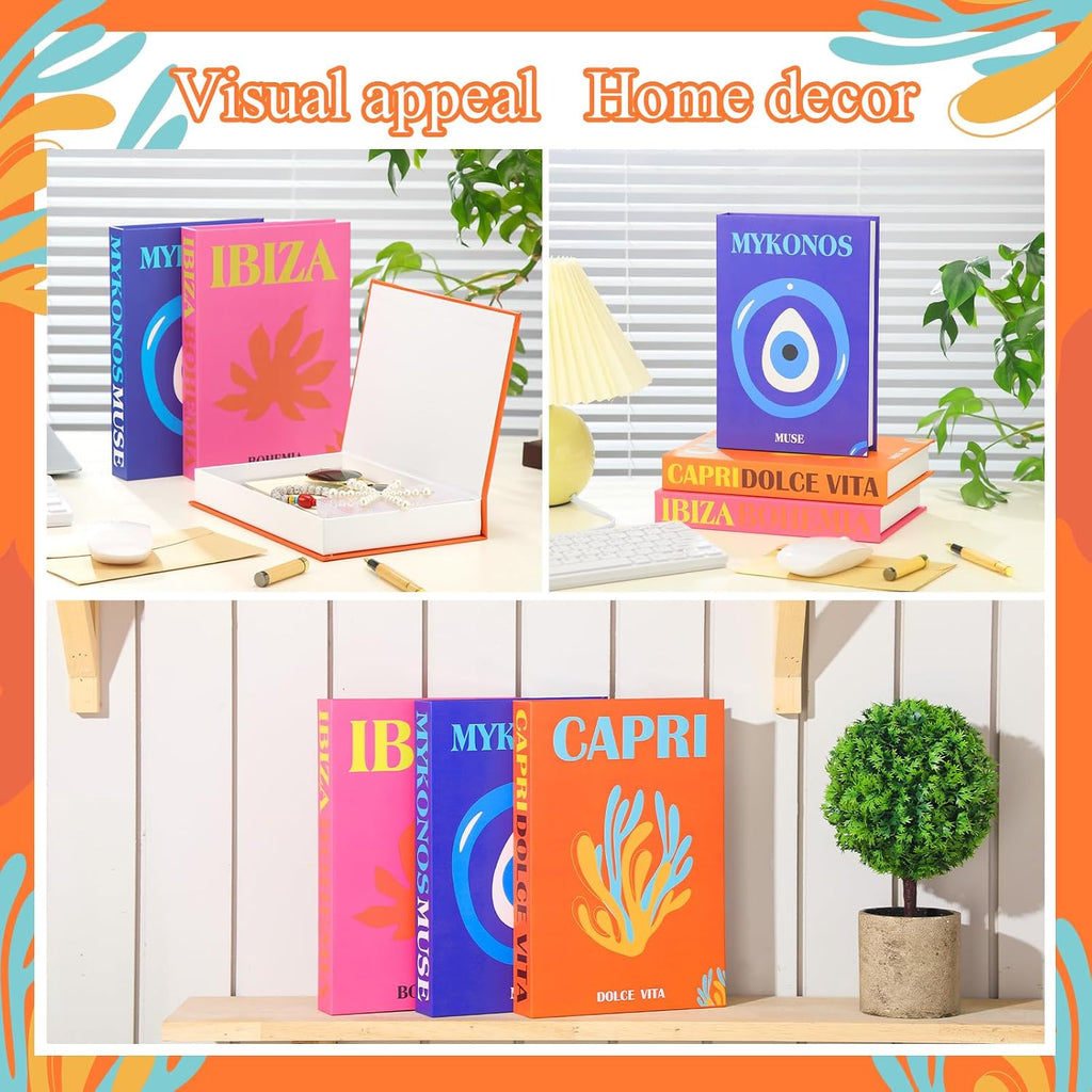 3 Pcs Fake Books Decorative Preppy Book Storage Box Faux Magnetic with Hidden Storage Faux Aesthetic Decor Room