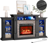 72" LED Fireplace TV Stand with Outlet, Electric Fireplace with Mantel for TVs Up to 80 Inch