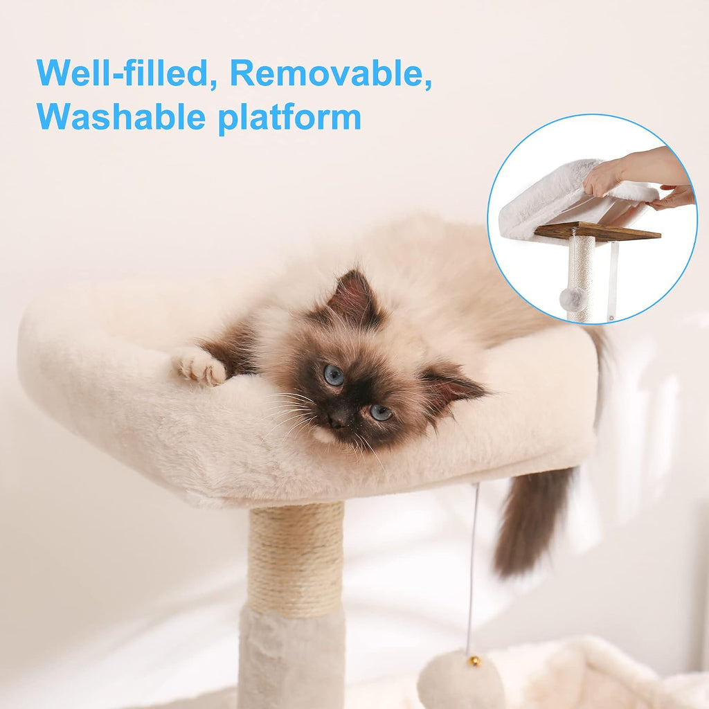 Cat Tree Tower, Litter Box Enclosure, Food Station