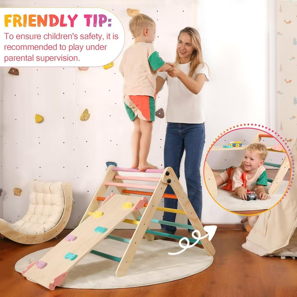 Triangle Set with Cushion Large, 5 in 1 Toddler Climbing Toys Indoor