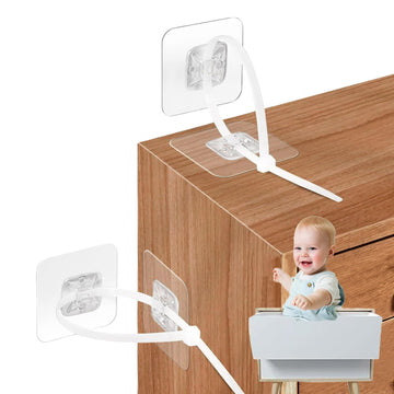 No Drill Furniture Anchors Adhesive (10 Packs) for Baby Proofing, Adjustable Anti-Tip Furniture Wall Safety Straps
