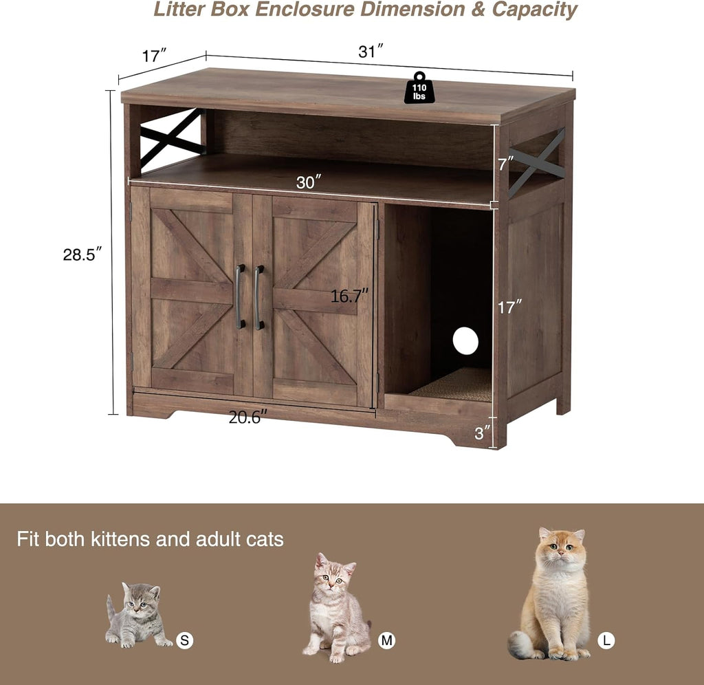 Cat Litter Box Enclosure, Hidden Litter Box with Scratch Pad