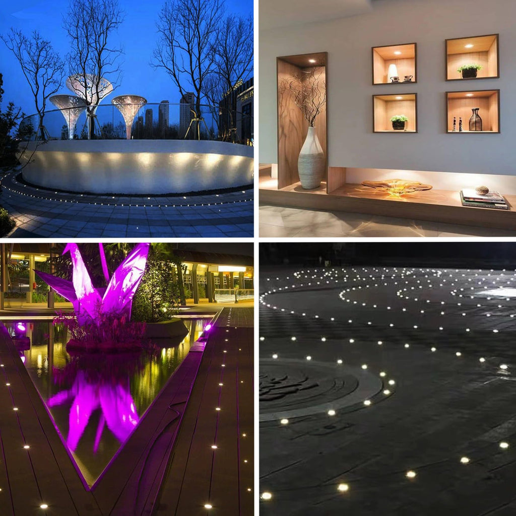 LED Mini In-Ground Starlight, 1W 12V DC Low Voltage Recessed Well Light, IP67 Waterproof, Buried Underground Marker