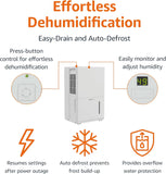 35-Pint Large Dehumidifier for Home, Humidity Control, Auto-Defrost, Timer, Overflow Protection