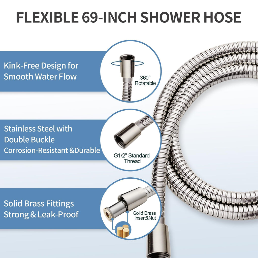 Slide Bar Shower Set with Handheld Shower Head, ADA-Compliant Stainless Steel Grab Bar, Adjustable Height and 69-Inch