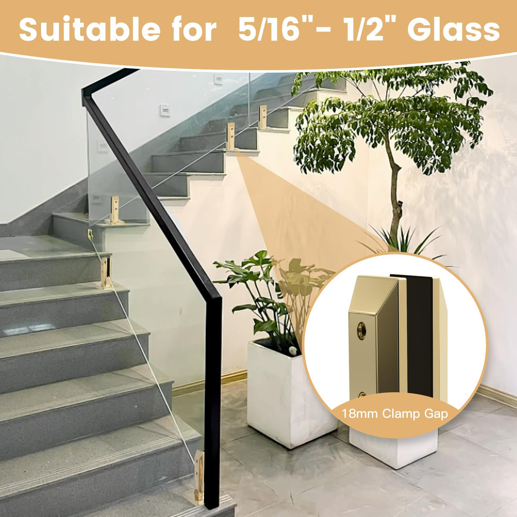 10 Pack Glass Railing Spigot 304 Stainless Steel Gold Glass Clamp