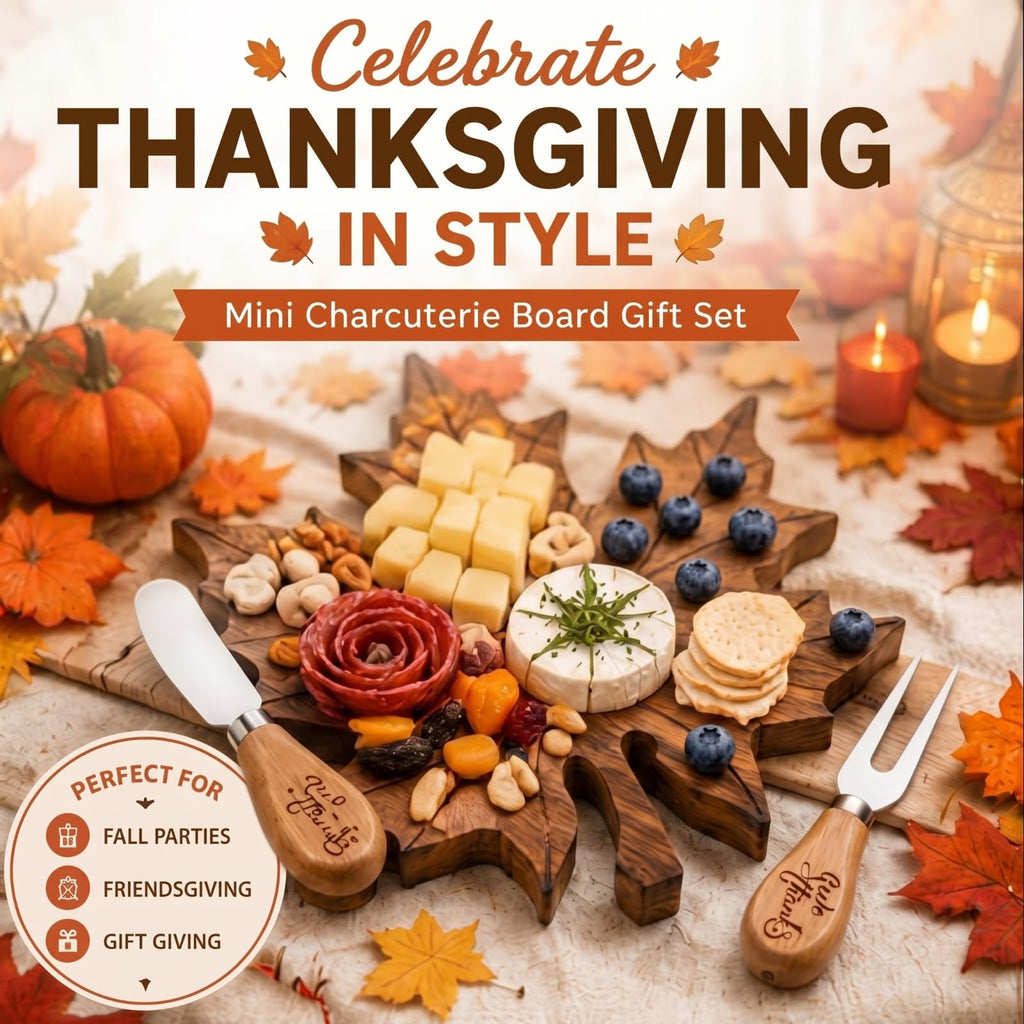 12 Sets Fall Maple Leaf Mini Charcuterie Board Gift, 8.3 x 7.5 in